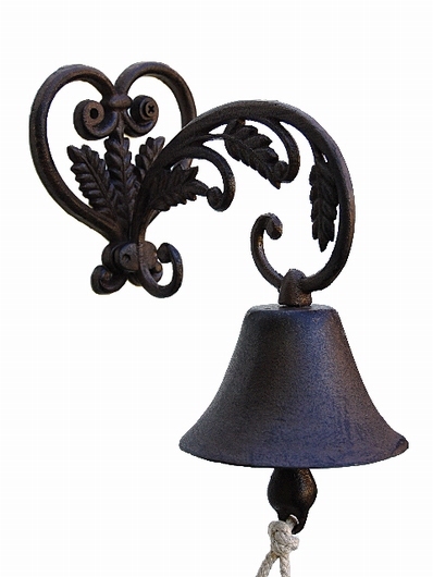 Cloche de porte en fonte coeur