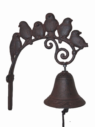 Cloche 6 oiseaux en fonte