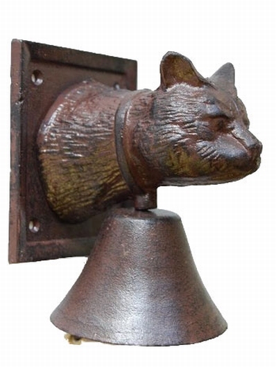 Cloche de porte en fonte chat