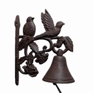 Cloche oiseaux et fleurs en fonte