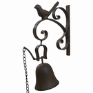 Cloche à balancier métal motif oiseau 